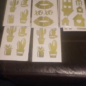 Gold Cactus and Lips Wall Decals